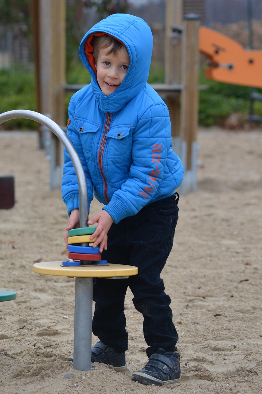 boy, winter, people, children's playground, play, clothing, coat